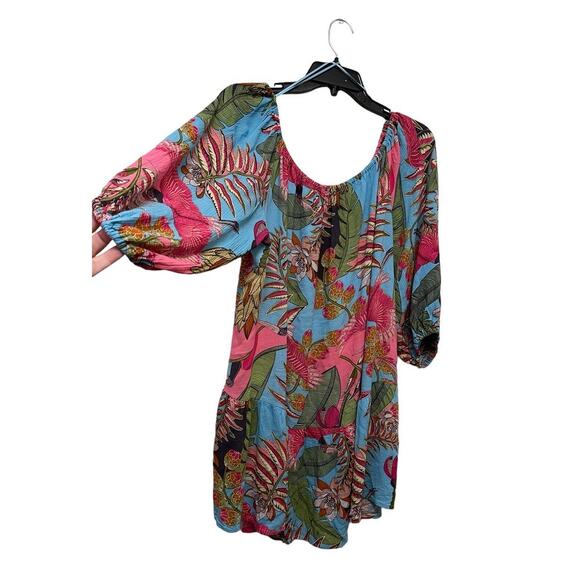 Rachel Roy Women's Boho Blouse Top Tropical Mulit-color Size Large Plus Stretchy - Picture 4 of 4